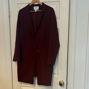 Carolina Belle Burgundy Longline Single-Button Blazer